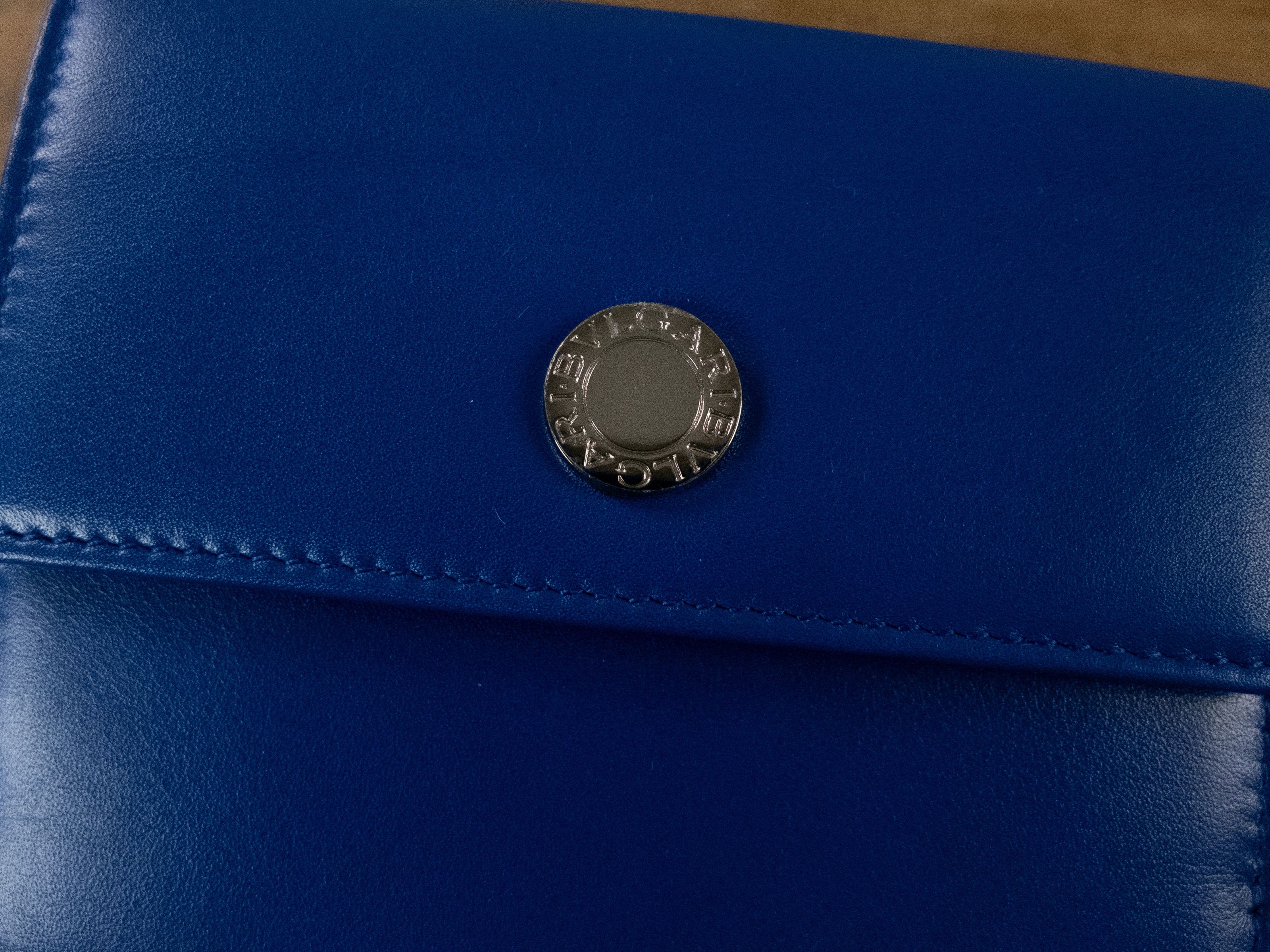 Bvlgari BVLGARI blue trifold stamp clasp leather wallet Bulgari q Size ONE SIZE - 2 Thumbnail
