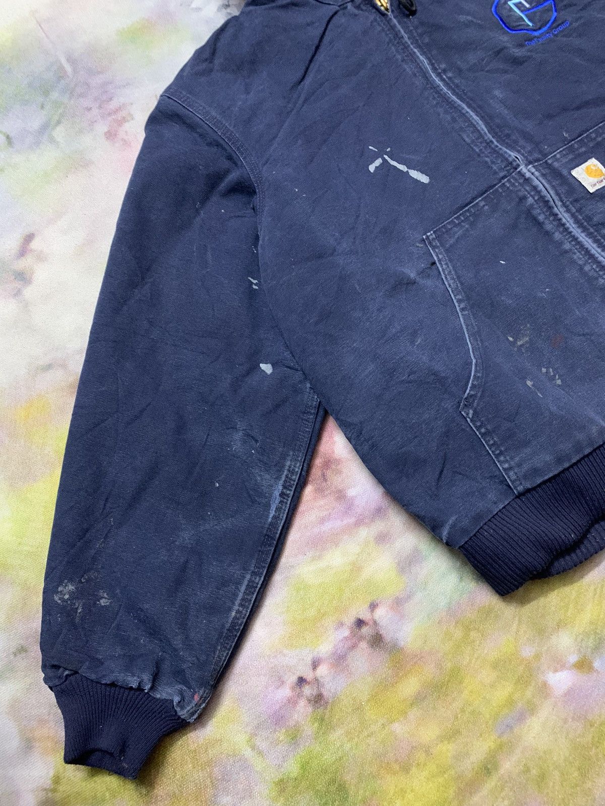 Carhartt Vintage CARHARTT Hooded Jacket Navy Quilted Lining Size US L / EU 52-54 / 3 - 3 Thumbnail