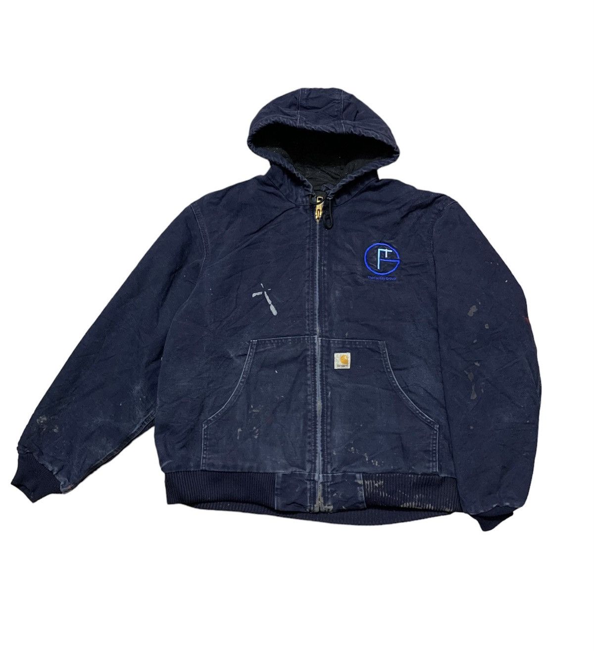 Carhartt Vintage CARHARTT Hooded Jacket Navy Quilted Lining Size US L / EU 52-54 / 3 - 1 Thumbnail