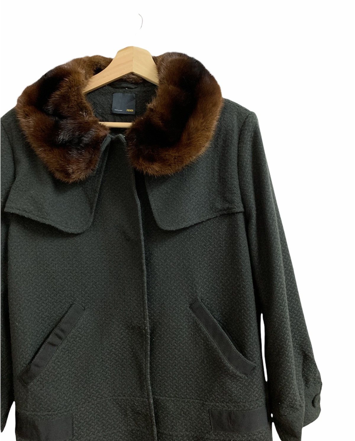 Fendi 💥Fendi Wool Fur Collar Long Coat Jacket Size L / US 10 / IT 46 - 3 Thumbnail