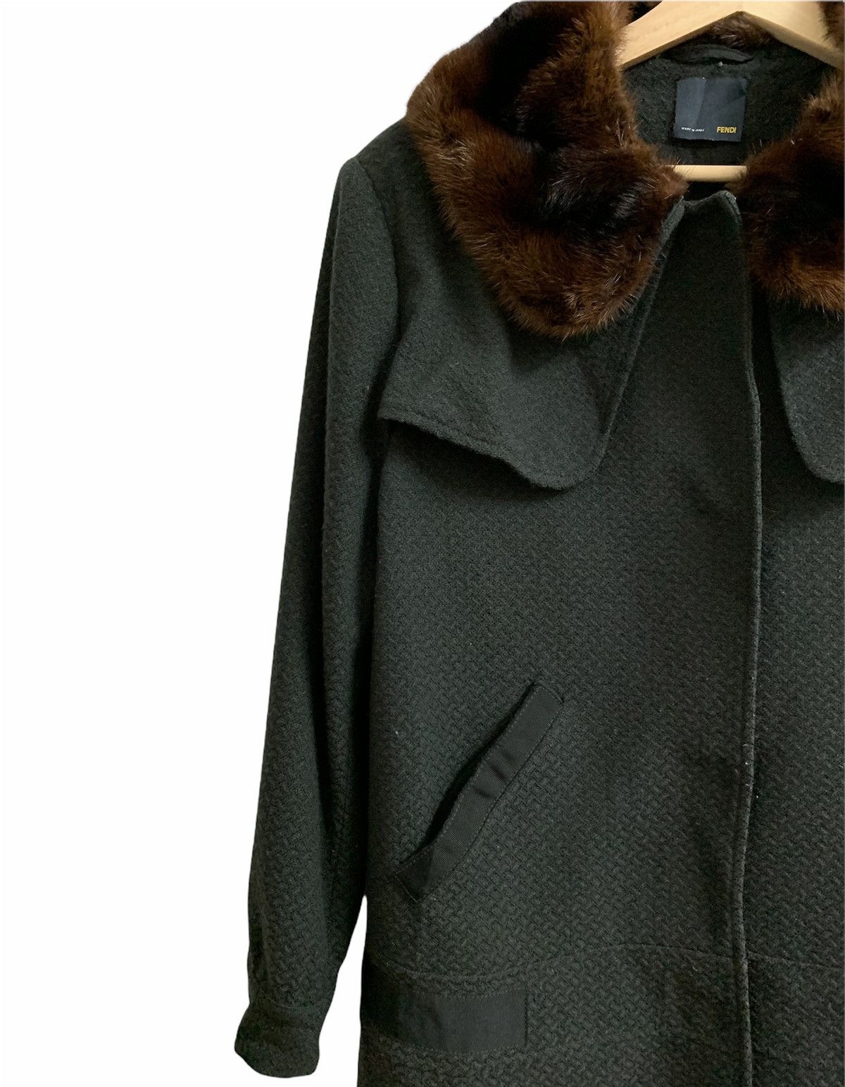 Fendi 💥Fendi Wool Fur Collar Long Coat Jacket Size L / US 10 / IT 46 - 4 Thumbnail