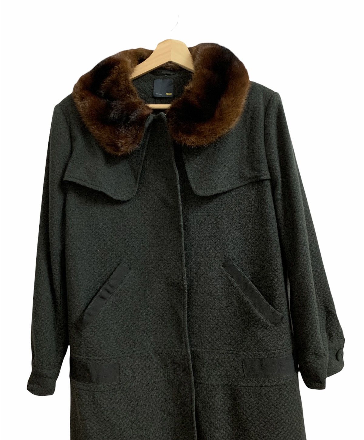 Fendi 💥Fendi Wool Fur Collar Long Coat Jacket Size L / US 10 / IT 46 - 2 Thumbnail