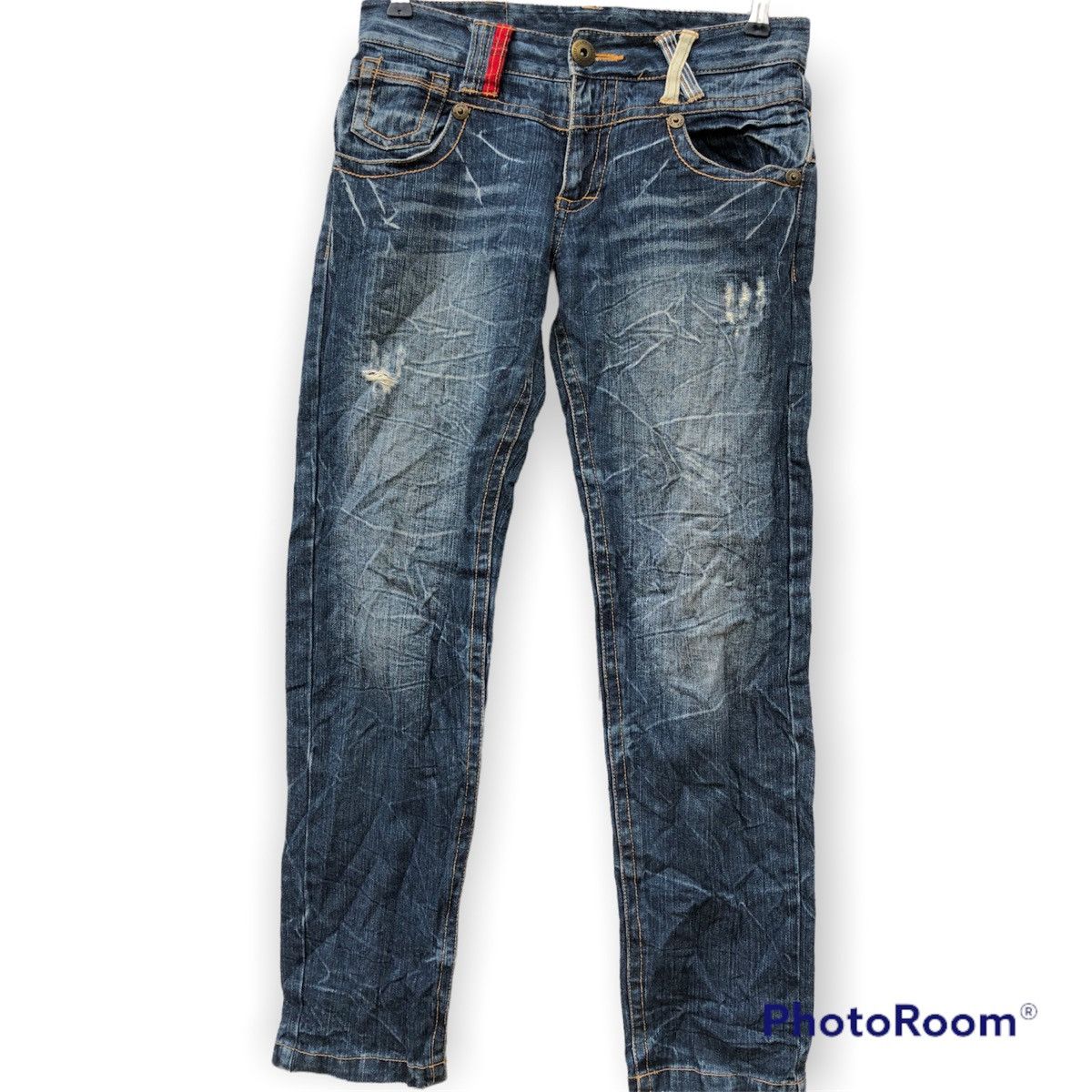 image of Denim Jeans Ladies Authentic Style Double Waist Dirt Wash in Blue, Women's (Size 31)