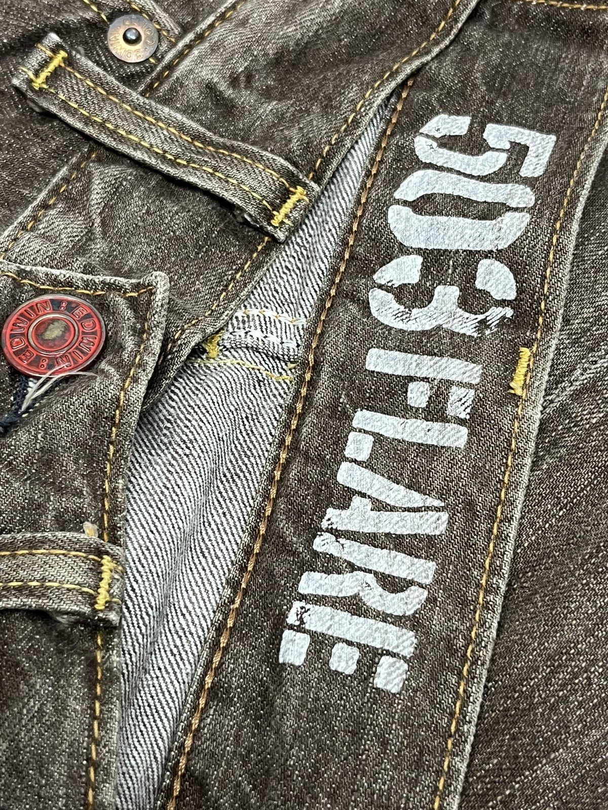 Edwin × Japanese Brand × Vintage BEST OFFER VTG FLARE💥Edwin Blue Trip Brown Made in Japan Size US 33 - 9 Thumbnail