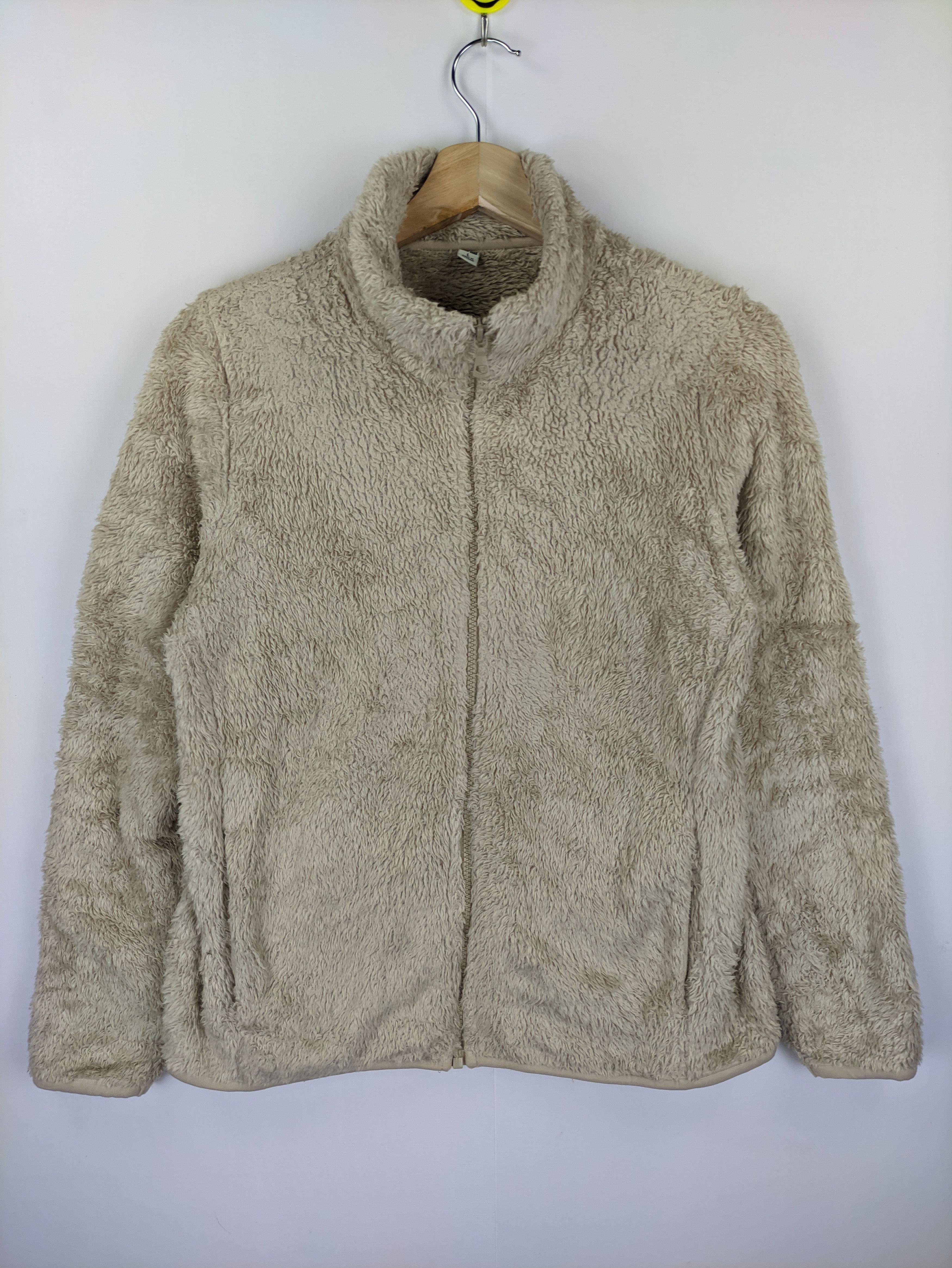 image of StealsUniqlo Fleece Jacket Zipper Up in Khaki, Men's (Size Medium)