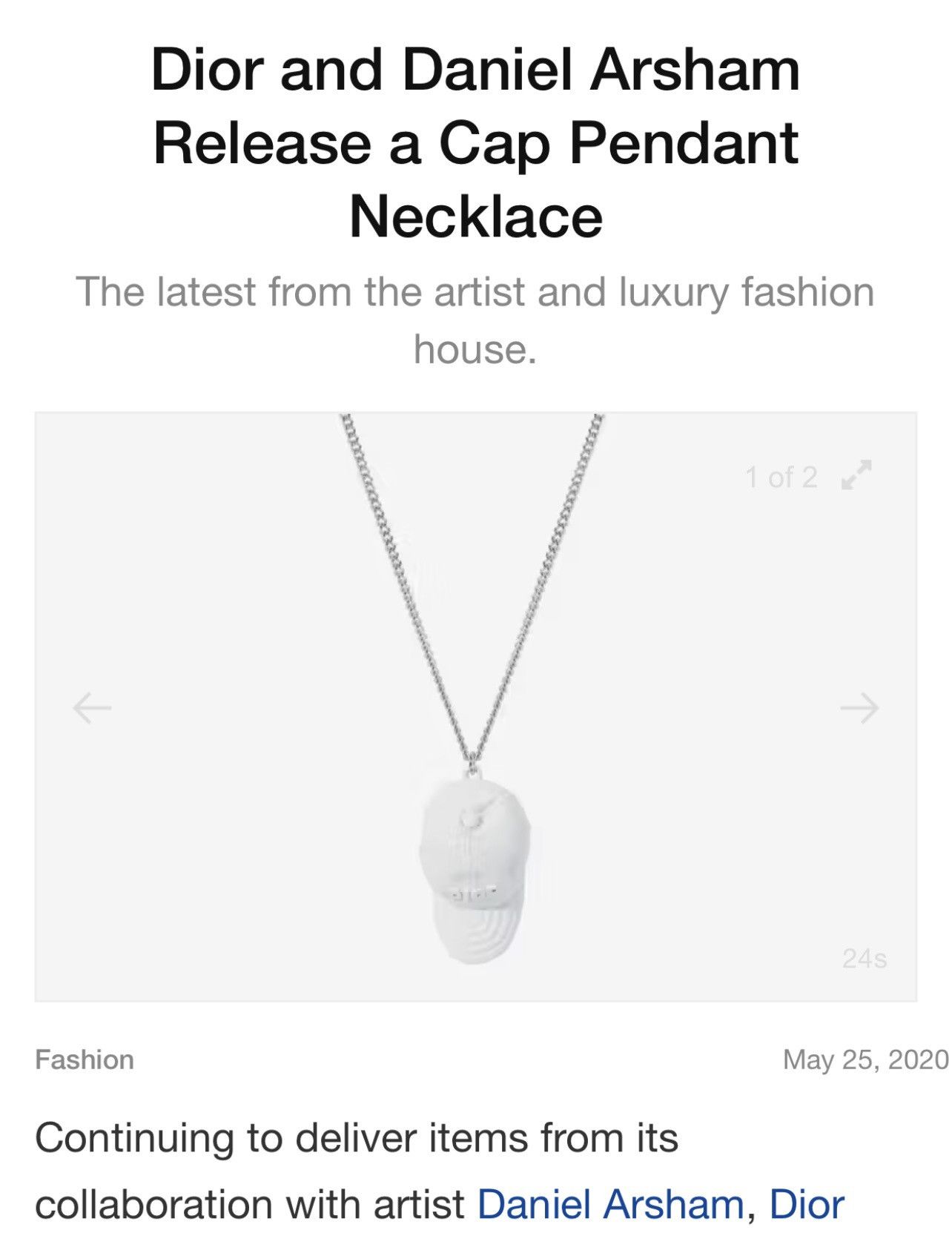 Daniel Arsham × Dior 🔥 Rare Dior x Daniel Arsham cap necklace Size ONE SIZE - 6 Thumbnail