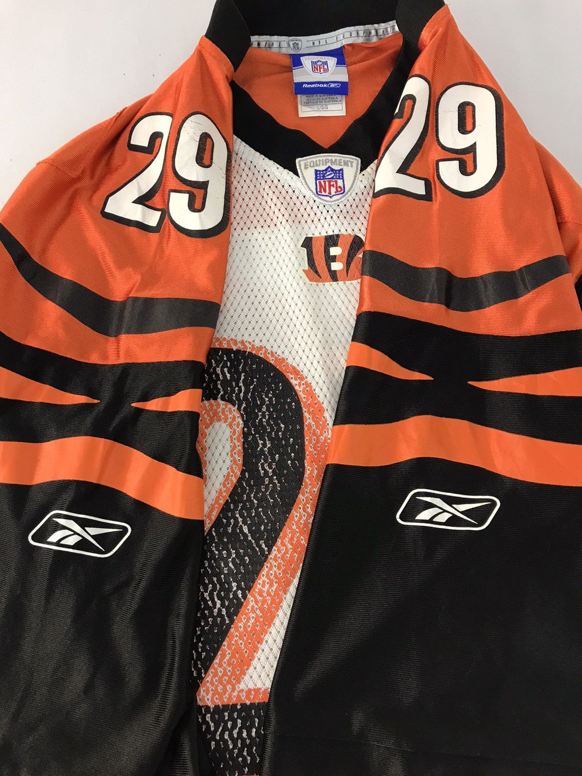 NFL × Vintage Reebok Player NFL Cincinmati Bengals Striped 29 Halls Jersey Size US L / EU 52-54 / 3 - 4 Thumbnail