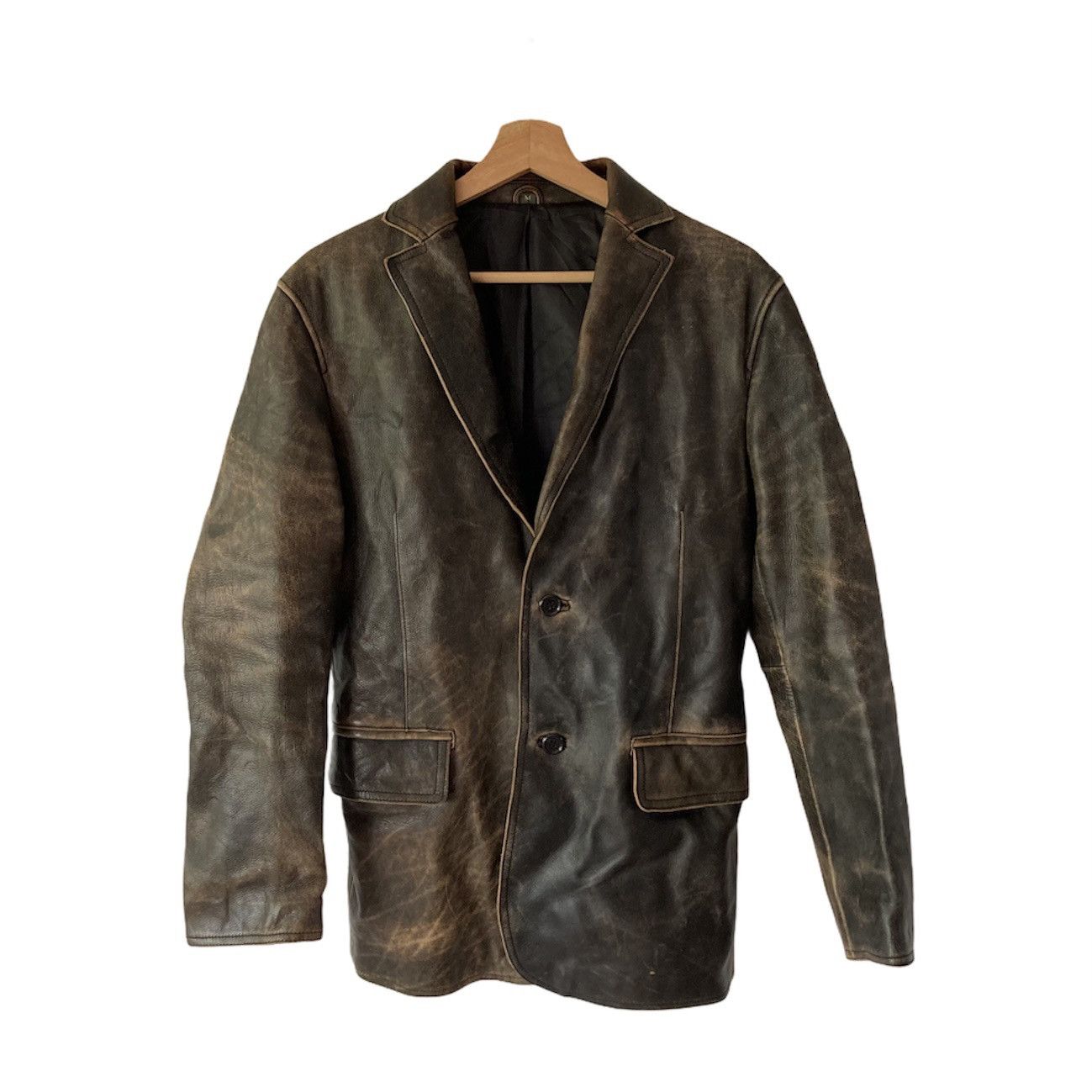 image of Genuine Leather x Leather Vintage Wind Armor Leather Jacket in Brown Leather, Men's (Size Medium)
