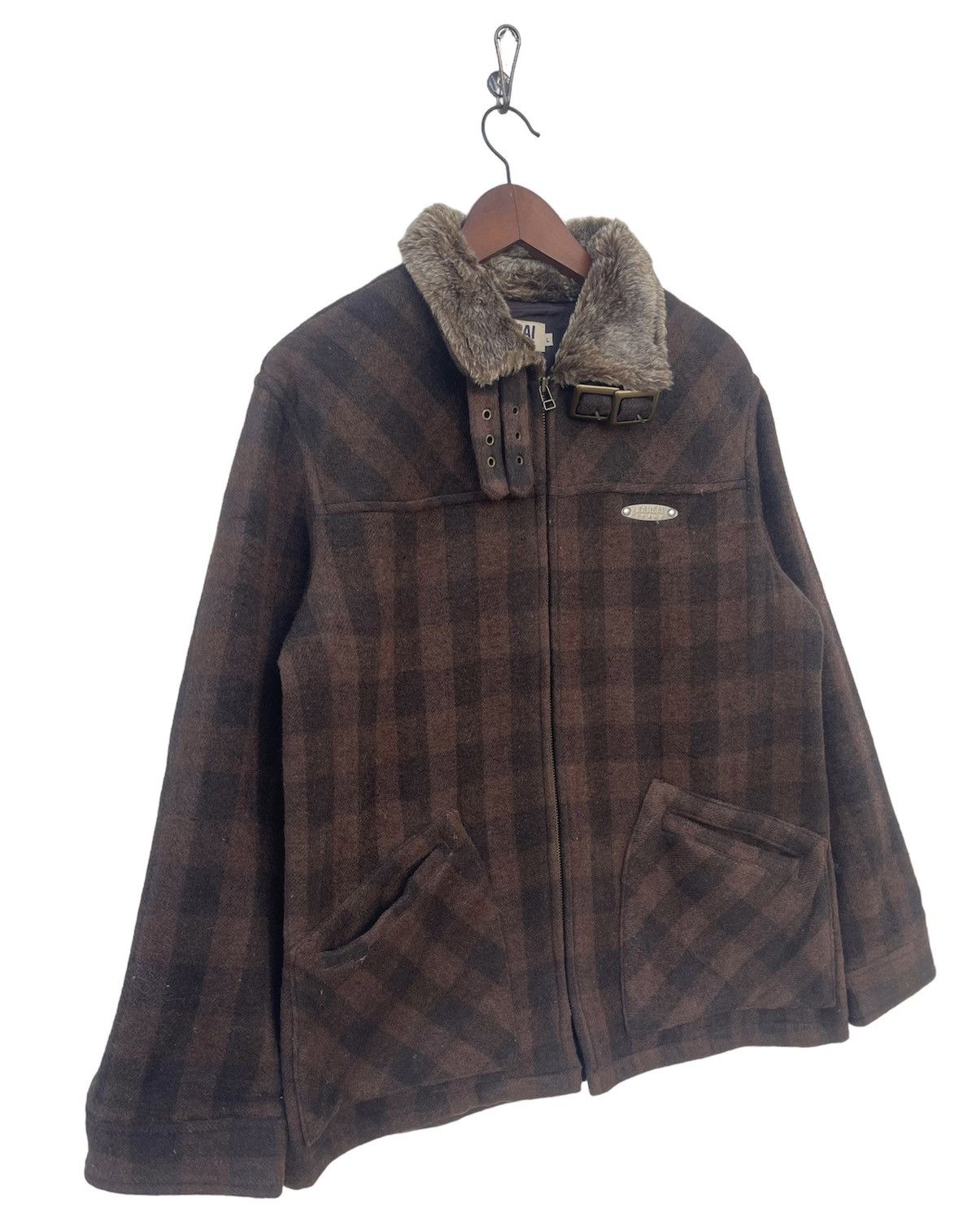 Kansai Yamamoto Vintage Kansai Yamamoto Kansai Jeans Fur Collar Wool Jacket Size US M / EU 48-50 / 2 - 6 Thumbnail