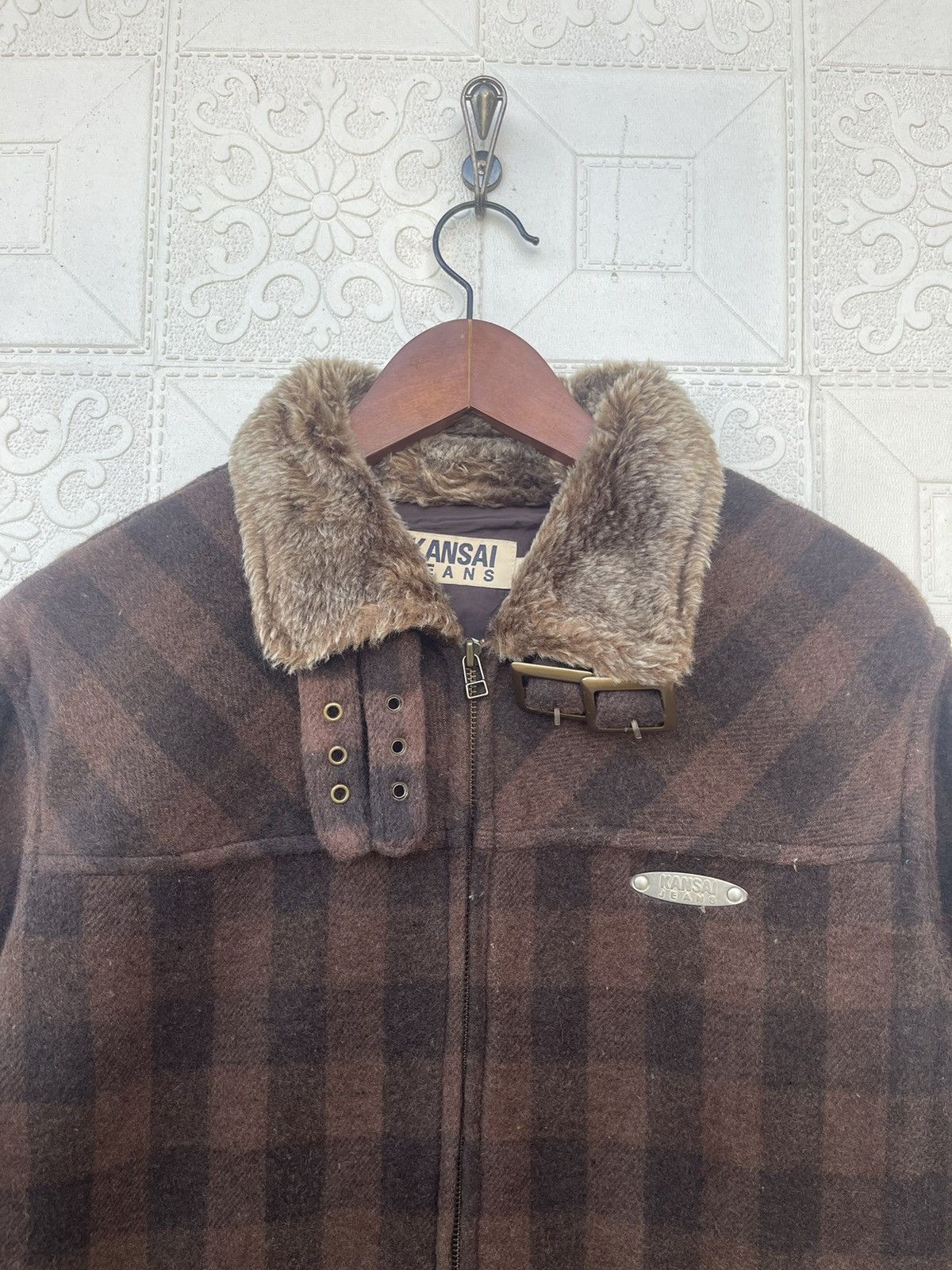 Kansai Yamamoto Vintage Kansai Yamamoto Kansai Jeans Fur Collar Wool Jacket Size US M / EU 48-50 / 2 - 5 Thumbnail