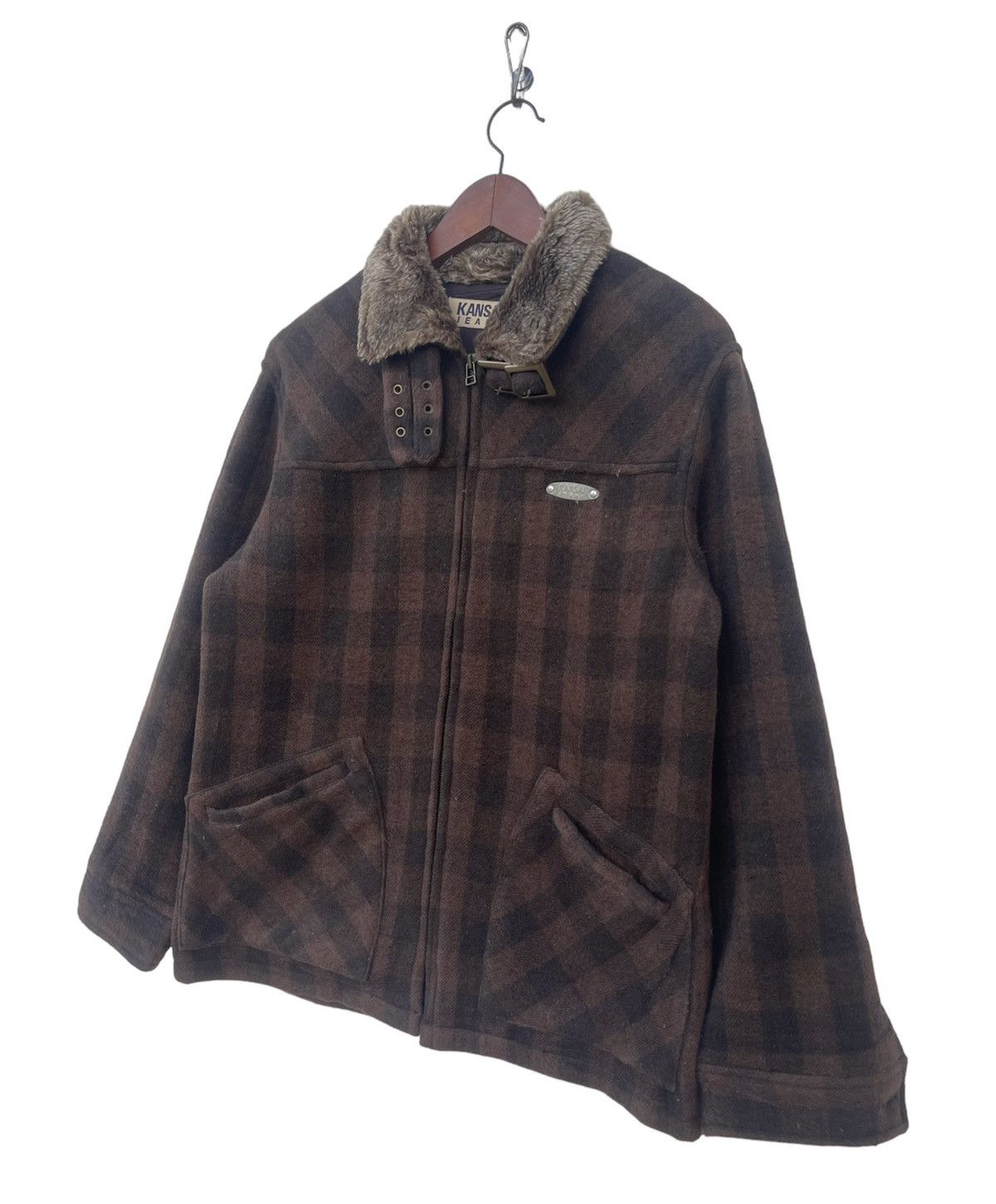 Kansai Yamamoto Vintage Kansai Yamamoto Kansai Jeans Fur Collar Wool Jacket Size US M / EU 48-50 / 2 - 7 Thumbnail