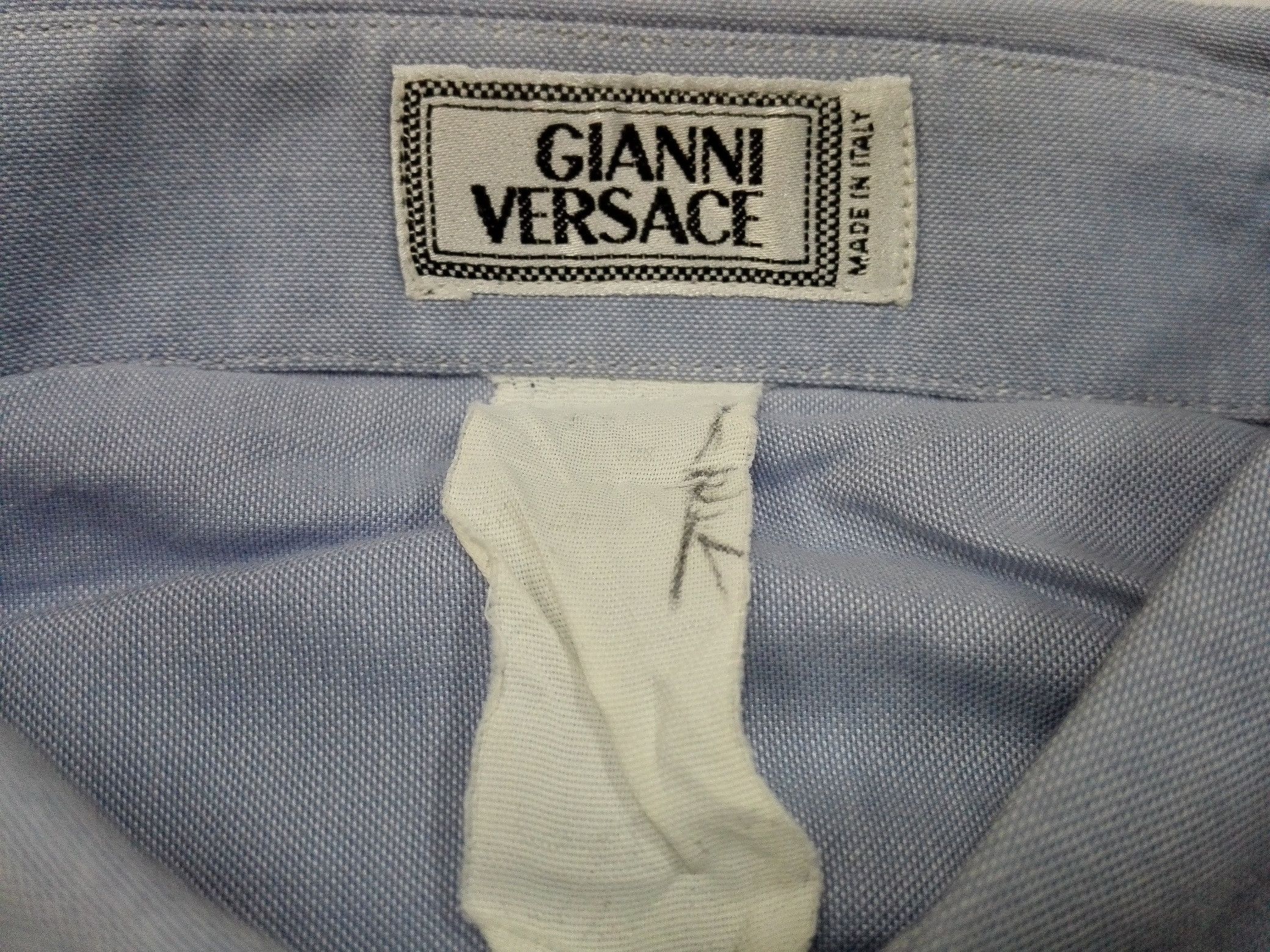 image of Italian Designers x Versace Gianni Versace Button Up Shirt in Blue, Men's (Size XL)