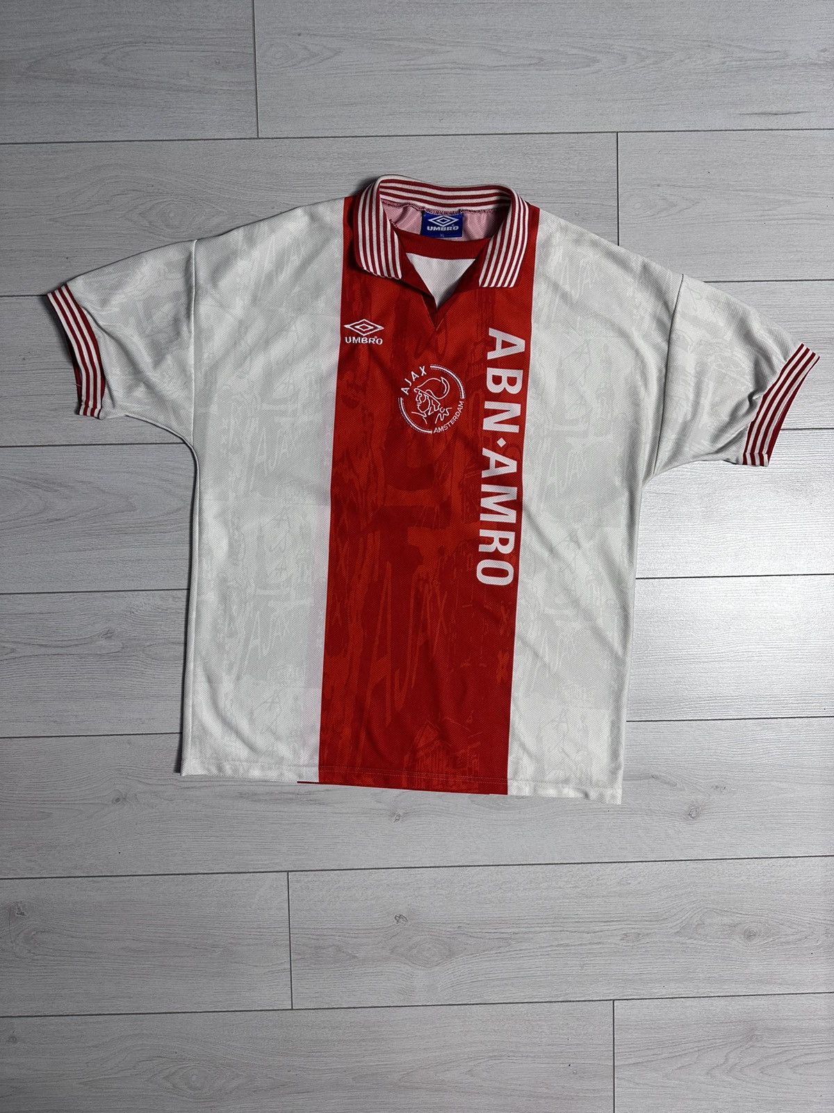 image of Vintage Umbro Ajax 10 Soccer Jersey Size L in Red, Men's