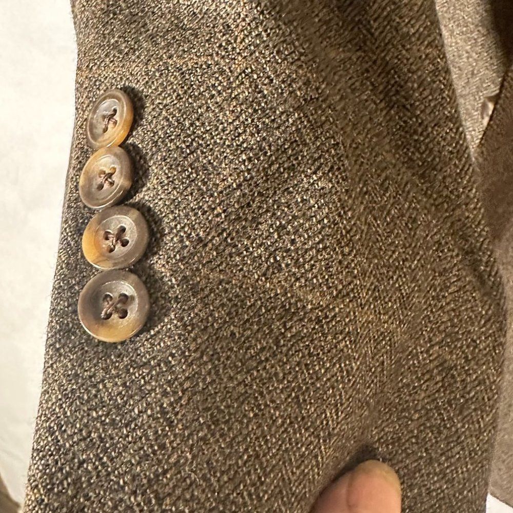 Oscar De La Renta OSCAR DE LA RENTA Jacket Blazer 46L Lambswool Brown Size 46L - 3 Thumbnail