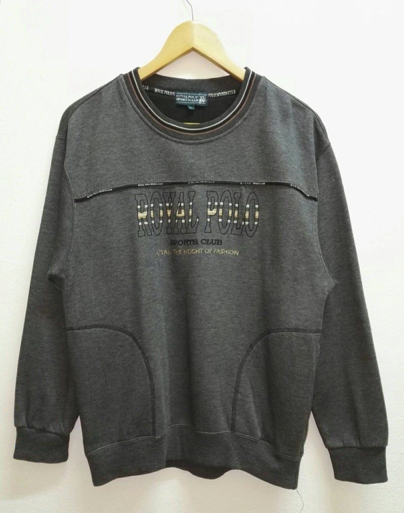 image of Polo Ralph Lauren x Royal Respect Royal Polo Sports Club Sweatshirt Embroidered Big Logo in Dark Gr