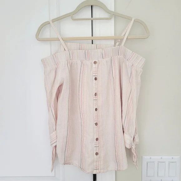 Vacation iZ Byer Juniors' Whipstitch-Stripe Off-The-Shldr Top Summer Size S / US 4 / IT 40 - 5 Thumbnail