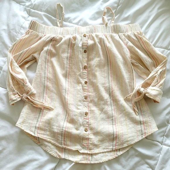 Vacation iZ Byer Juniors' Whipstitch-Stripe Off-The-Shldr Top Summer Size S / US 4 / IT 40 - 10 Thumbnail