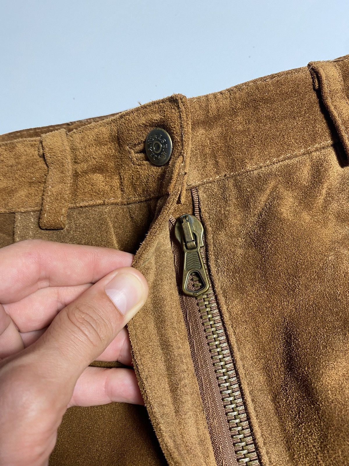 Leather Vintage mens brown leather pants Kanye West style Size US 30 / EU 46 - 7 Thumbnail