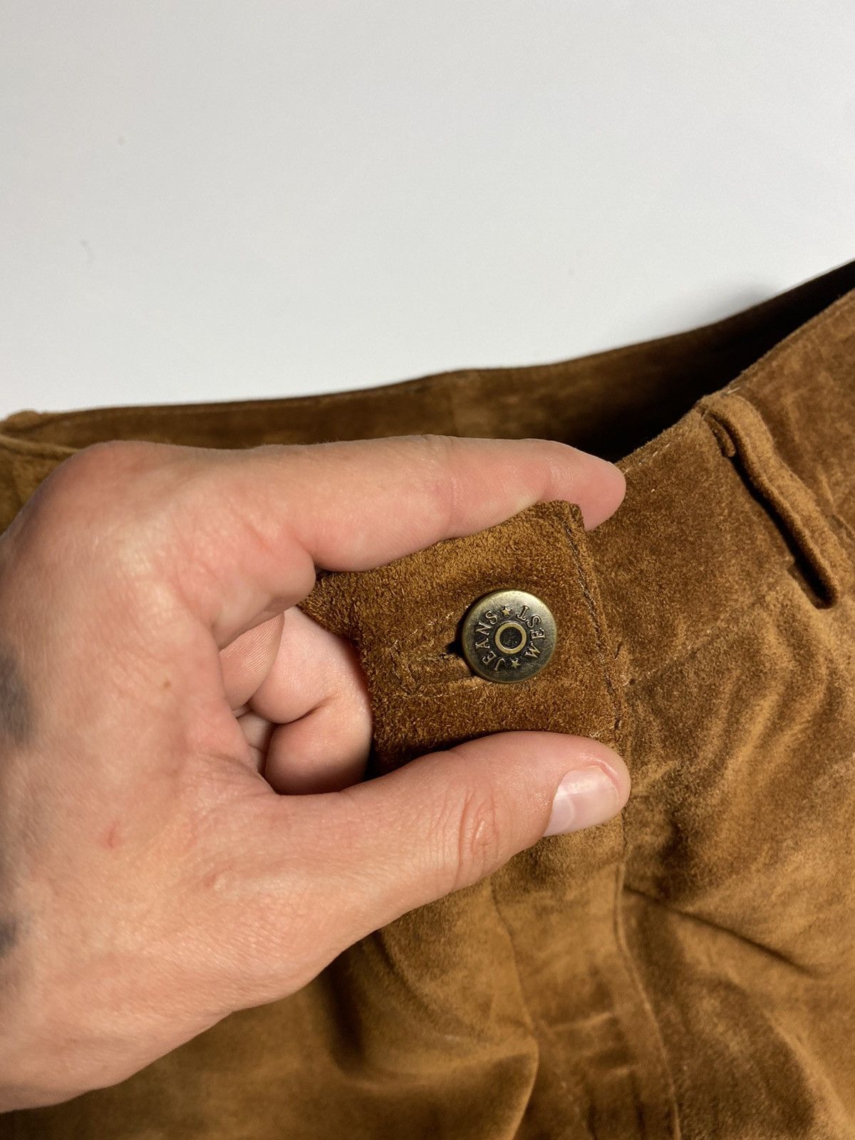 Leather Vintage mens brown leather pants Kanye West style Size US 30 / EU 46 - 5 Thumbnail