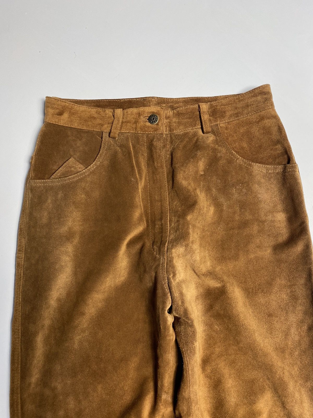 Leather Vintage mens brown leather pants Kanye West style Size US 30 / EU 46 - 2 Thumbnail