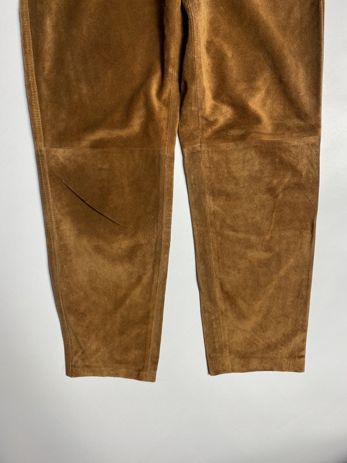 Leather Vintage mens brown leather pants Kanye West style Size US 30 / EU 46 - 3 Thumbnail