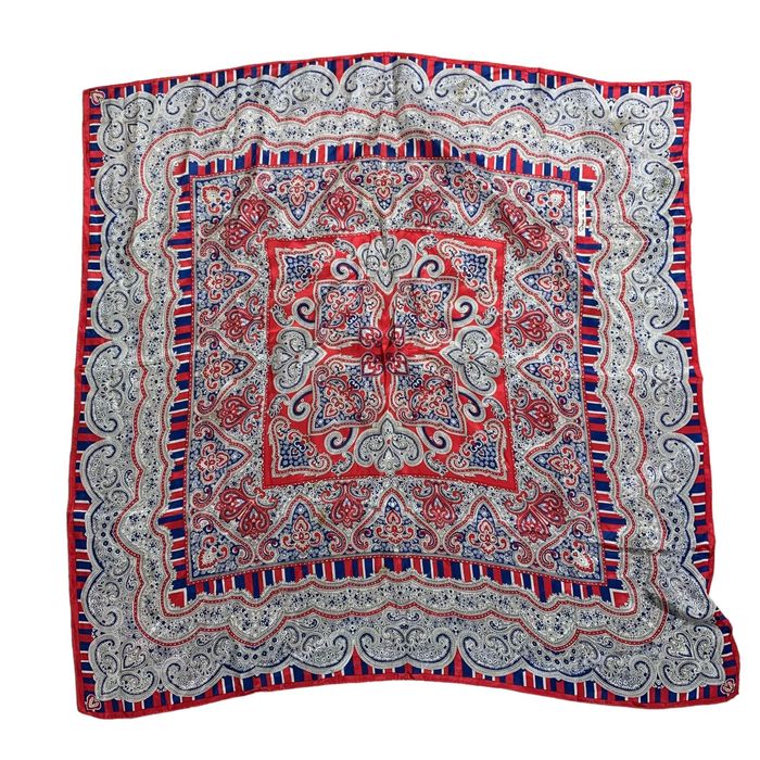 Foulard Vintage Oscar De La Renta En Soie - Multicolore, Motif Géométrique, état Très Bon