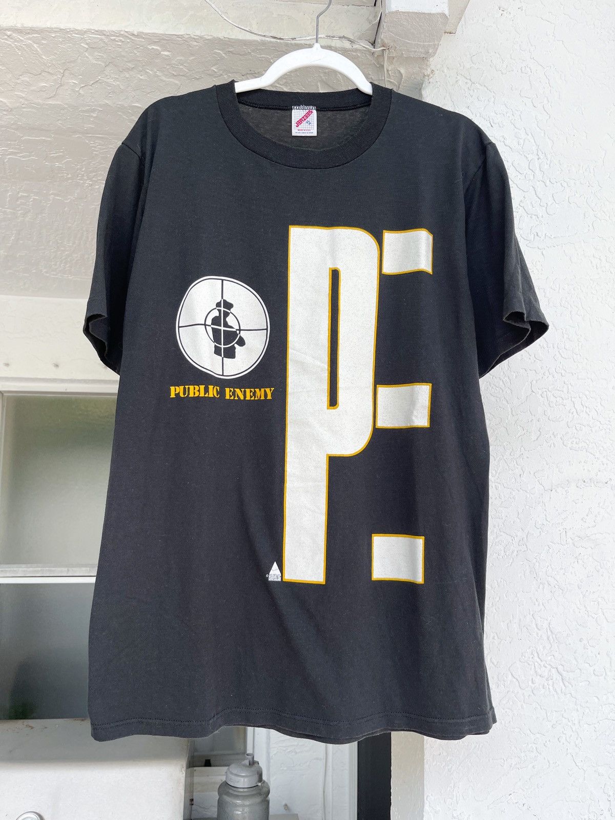 image of Vintage 90's Public Enemy Shirt Rap Tee Jerzees Supreme in Black, Men's (Size XL)