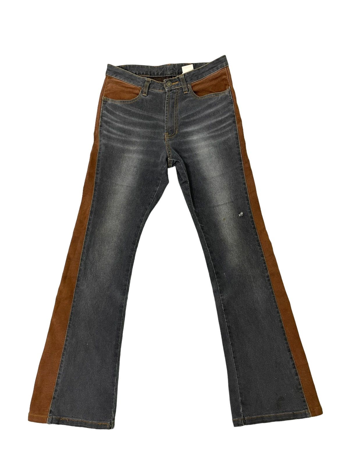 Japanese Brand Flare Jeans En Cloche Two Tones Stretch Denim Boot Cut 5🟦 Size US 28 / EU 44 - 2 Thumbnail