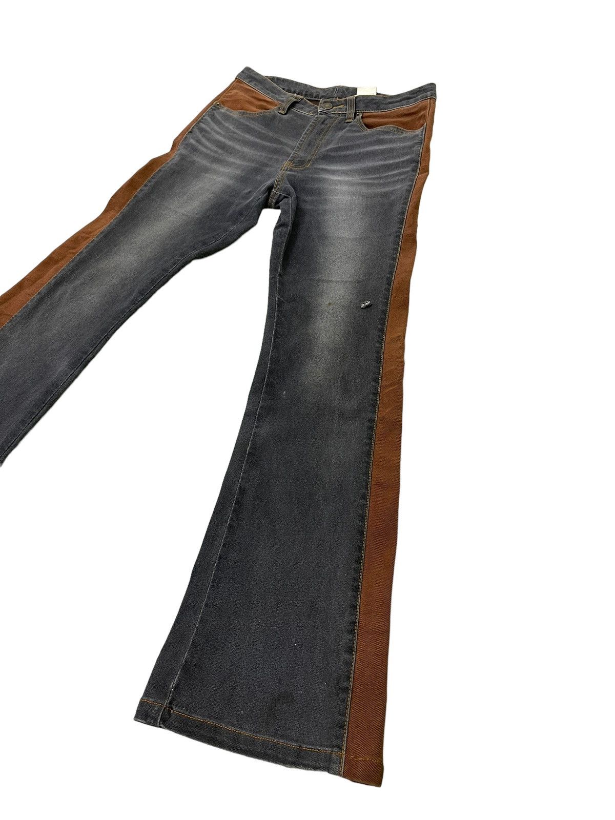 Japanese Brand Flare Jeans En Cloche Two Tones Stretch Denim Boot Cut 5🟦 Size US 28 / EU 44 - 3 Thumbnail
