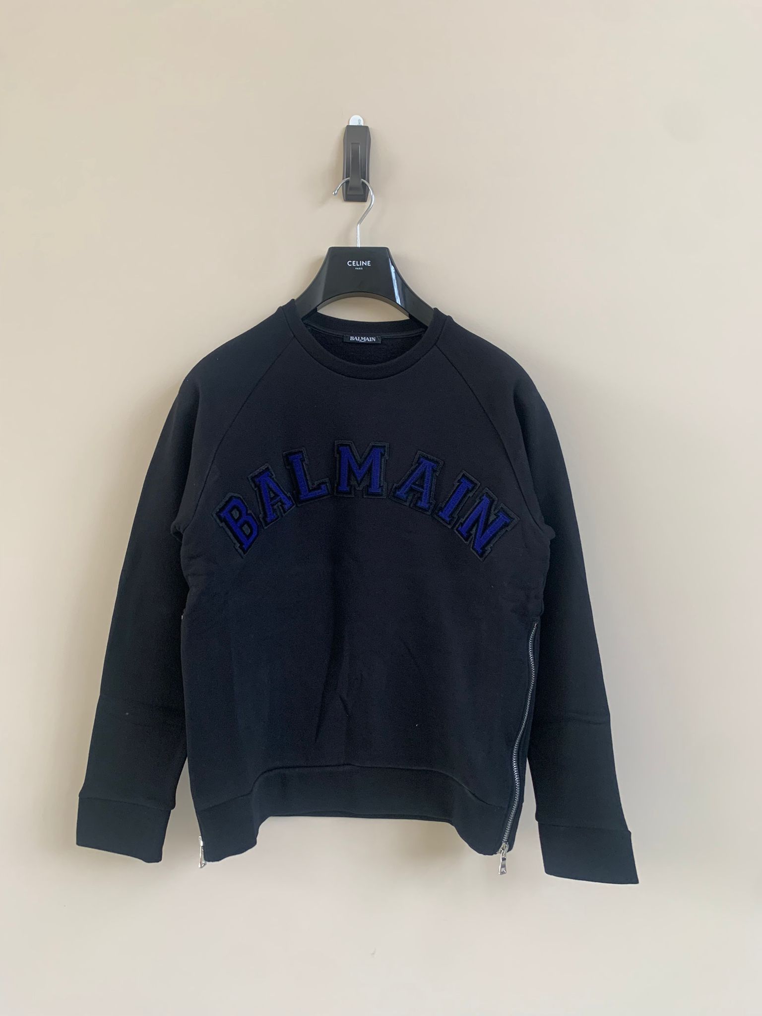 image of Balmain Logo Dual Zip Sweater In Black, Men's (Size XL)