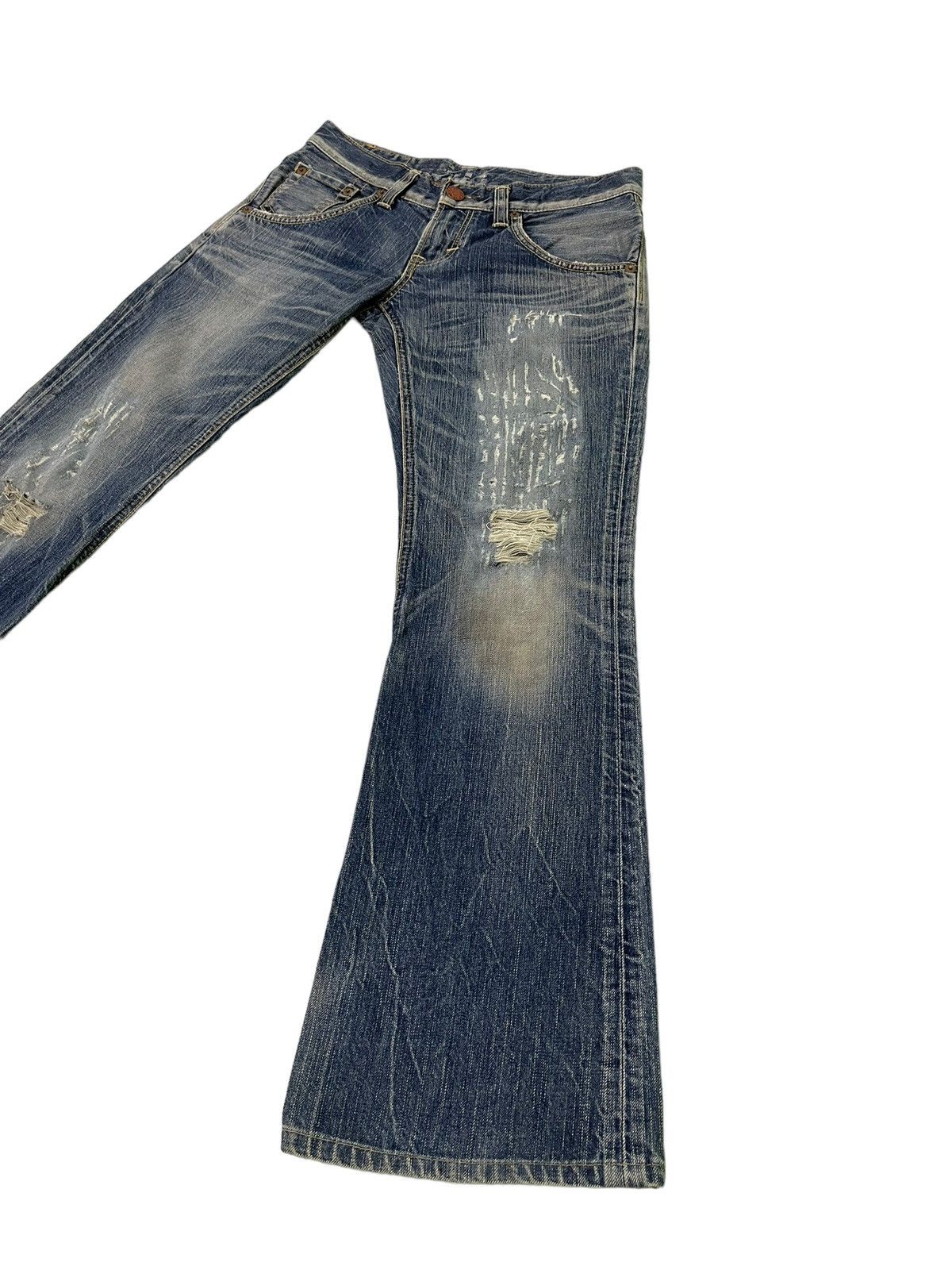Edwin Flare Jeans Edwin Japan Distress Denim Low Rise Boot Cut 5🟦 Size US 30 / EU 46 - 3 Thumbnail