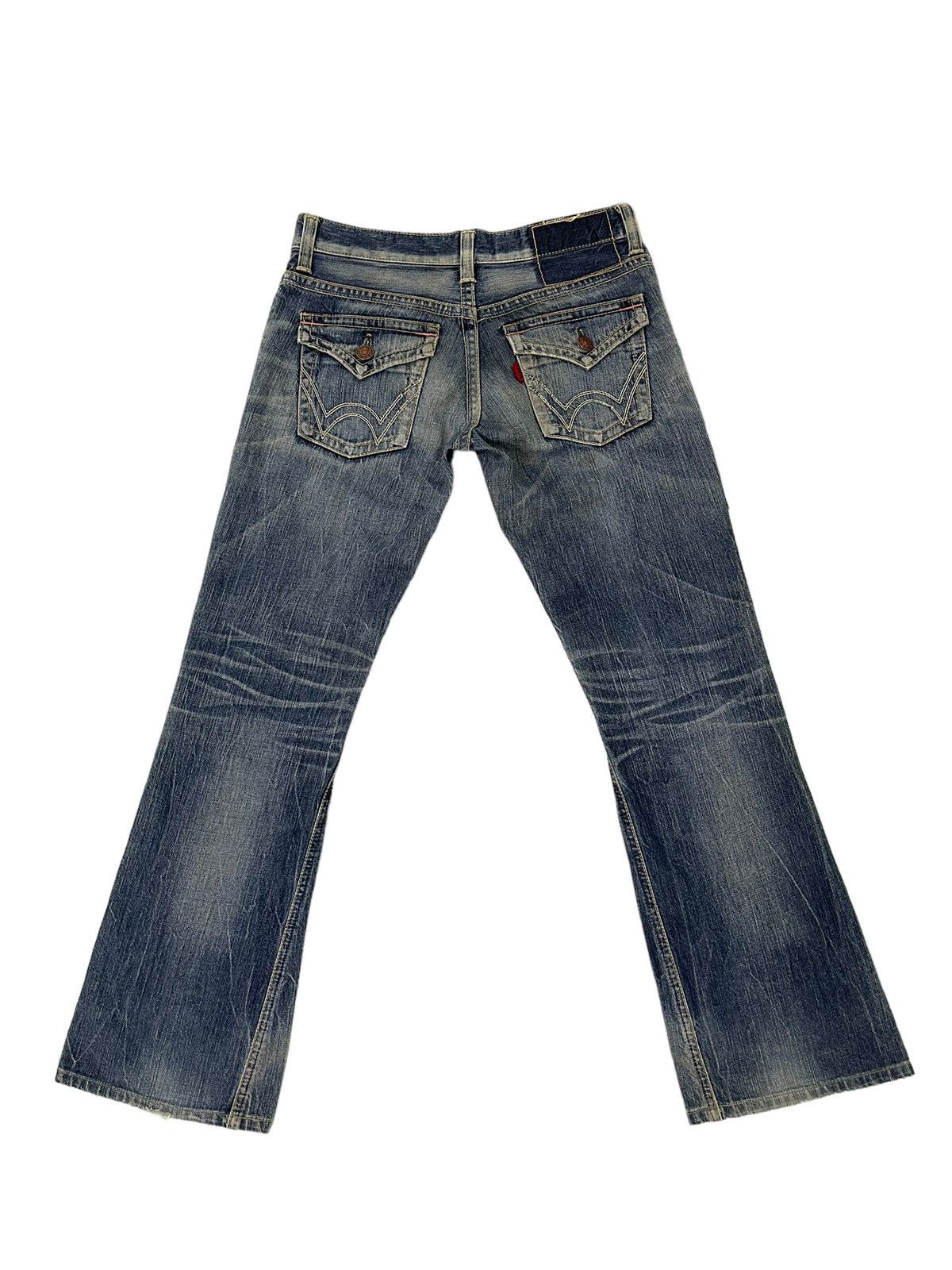 Edwin Flare Jeans Edwin Japan Distress Denim Low Rise Boot Cut 5🟦 Size US 30 / EU 46 - 12 Thumbnail