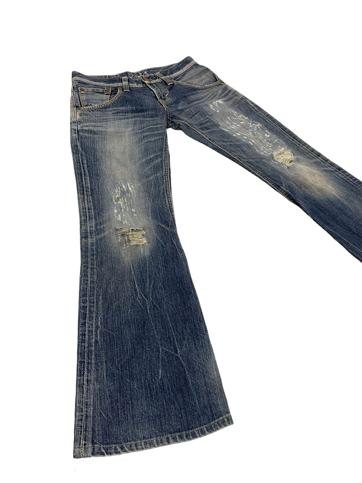 Flare Jeans Edwin Japan Distress Denim Low Rise Boot Cut 