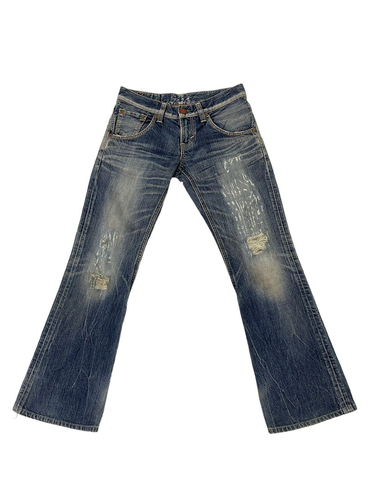 Edwin Flare Jeans Edwin Japan Distress Denim Low Rise Boot Cut 5🟦 Size US 30 / EU 46 - 2 Thumbnail