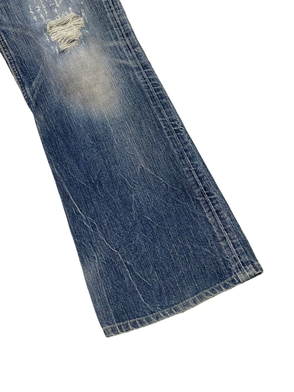 Edwin Flare Jeans Edwin Japan Distress Denim Low Rise Boot Cut 5🟦 Size US 30 / EU 46 - 4 Thumbnail