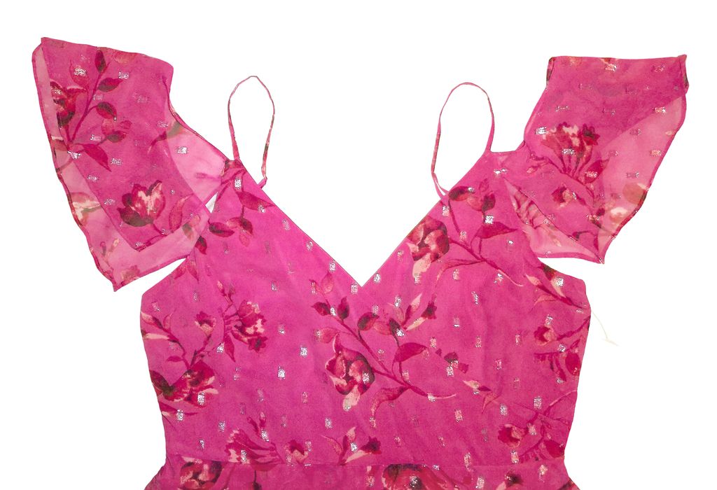 White House Black Market Hot Pink & Red Floral Blouson Cold-Shoulder ...