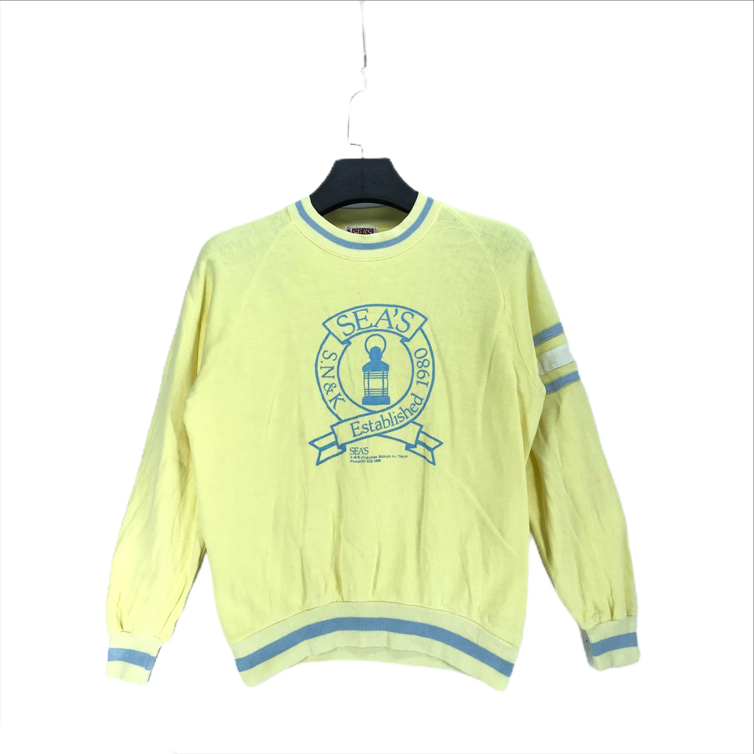 image of Vintage Sea's Tokyo Big Logo Sweatershirt 2166-84 in Yellow, Men's (Size Small)