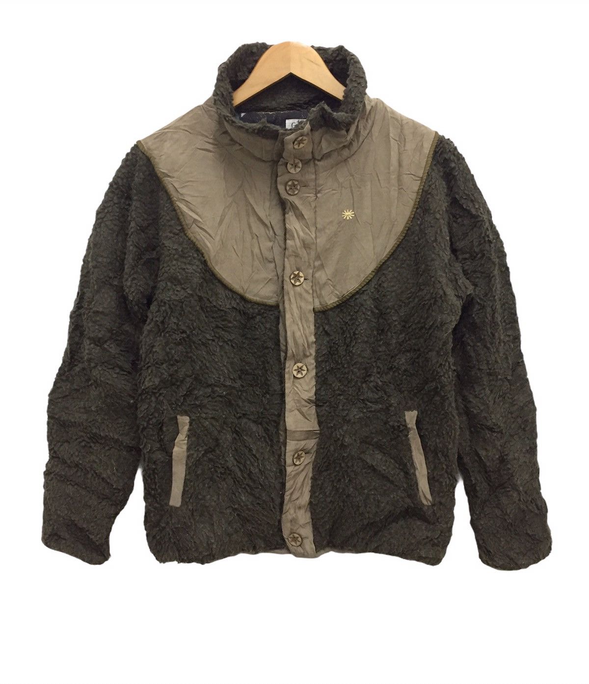 image of Go Hemp Fleece Button Down Jacket in Dark Green, Men's (Size Medium)