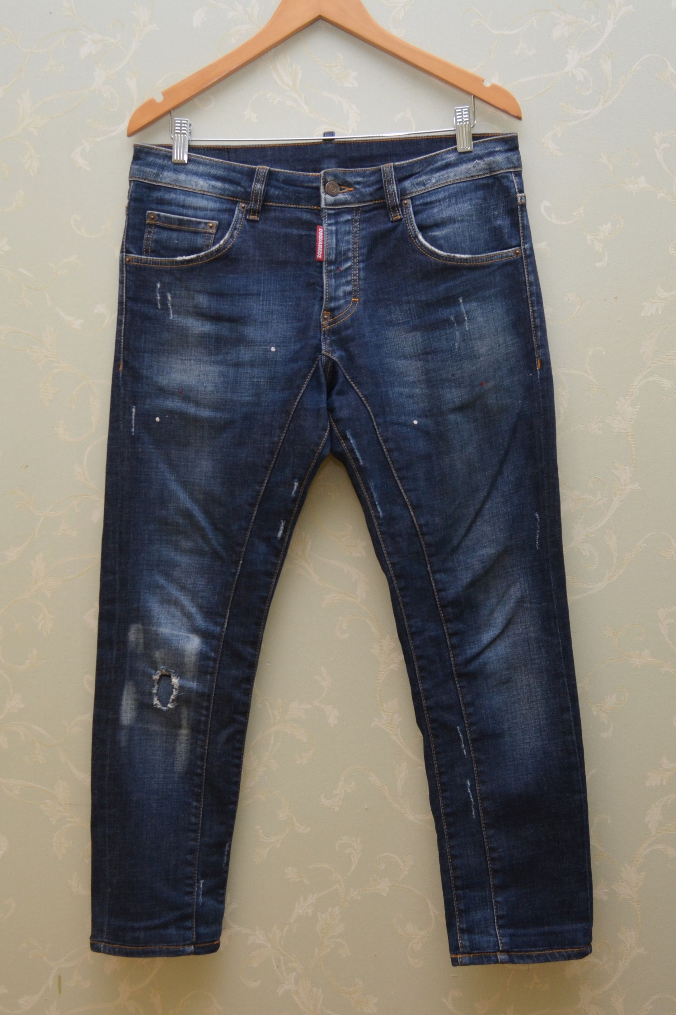 Dsquared2 Dsquared2 Blue Distressed Skinny Dan jeans Sz W30 L30 Size US 30 / EU 46 - 1 Thumbnail