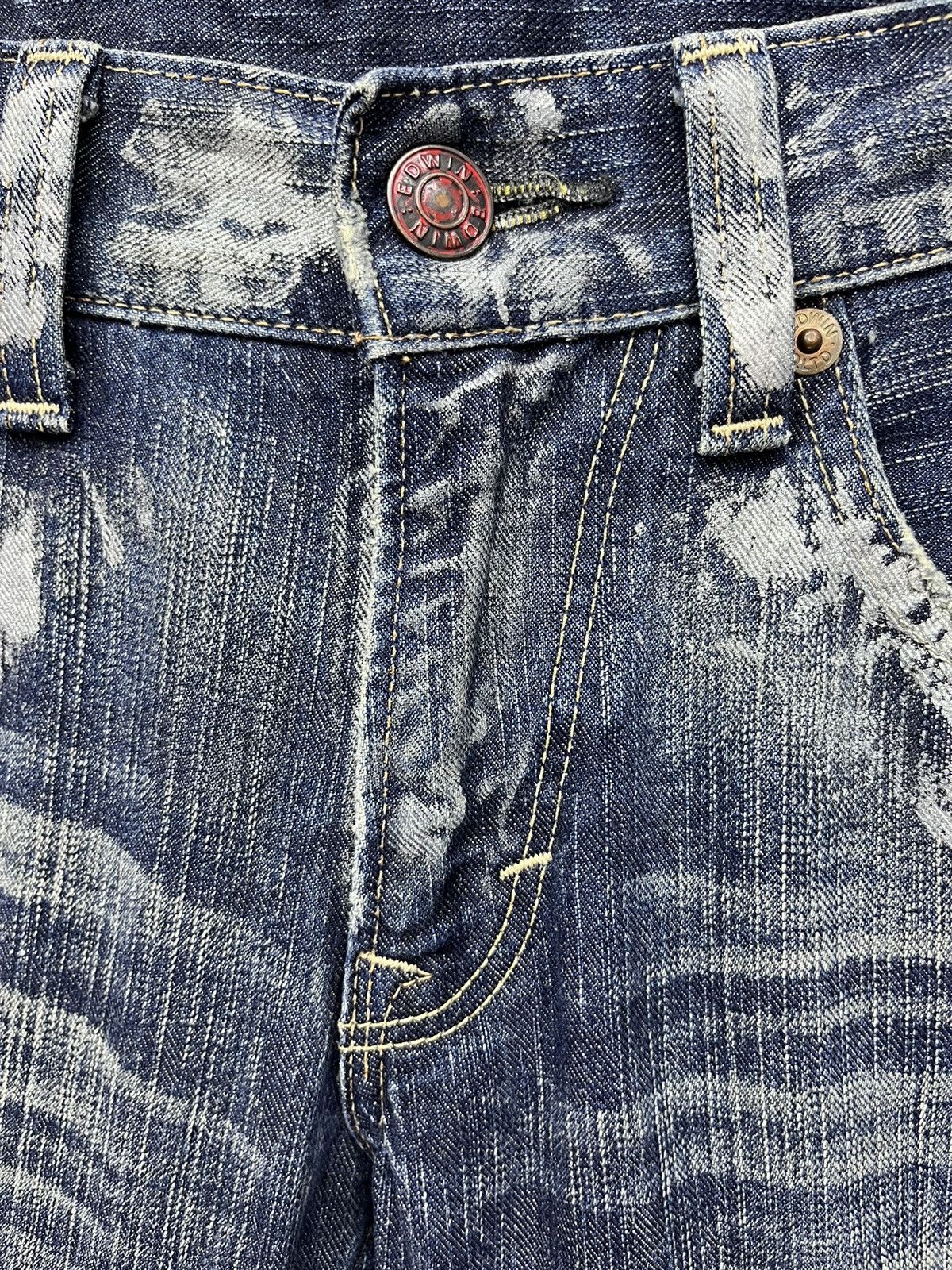 Japanese Brand FYE FLARE🔥Vintage EDWIN BLUE TRIP Ripped Distressed Denim Size US 30 / EU 46 - 5 Thumbnail
