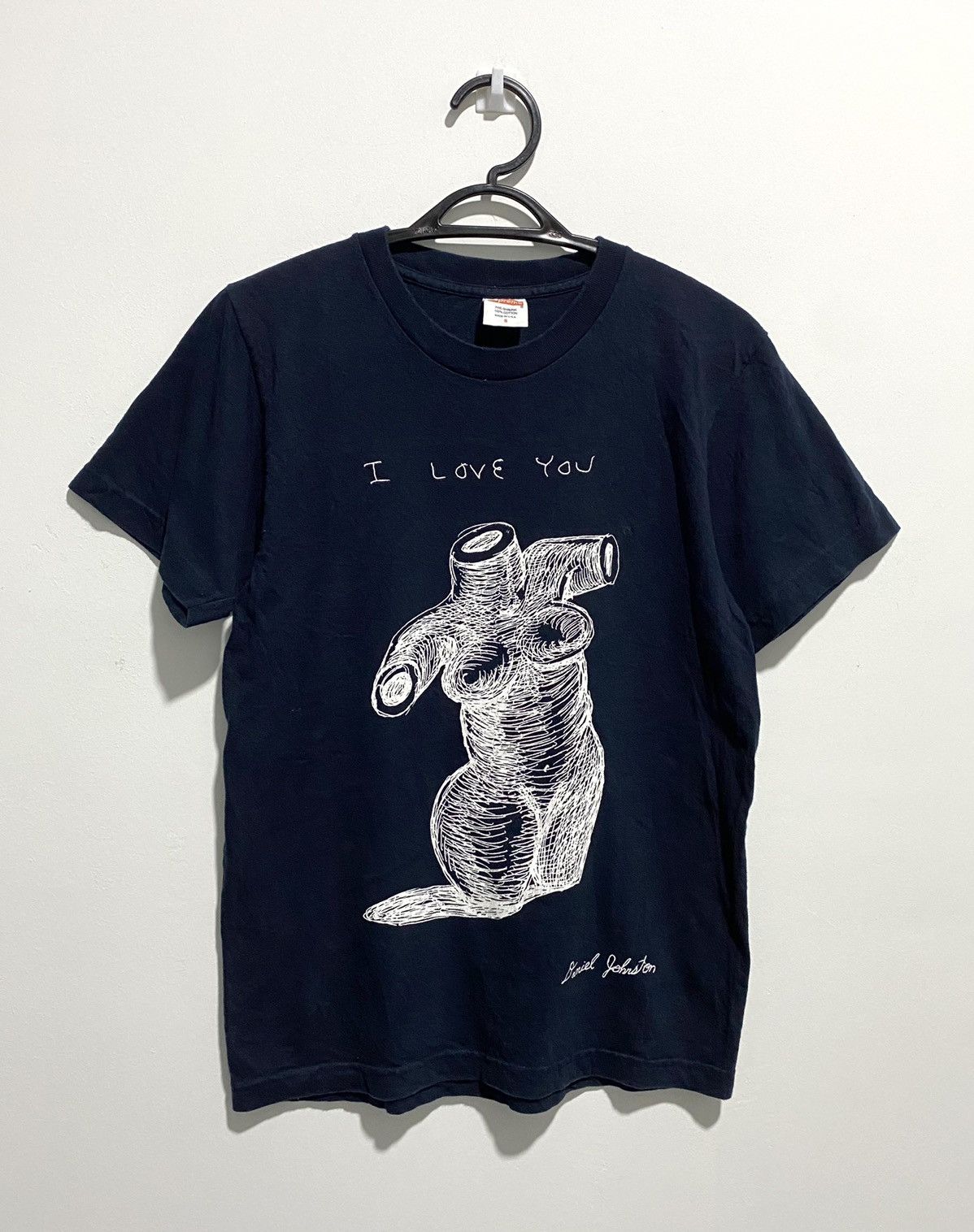 Image of Aw2015 Supreme Daniel Johnston "i Love You Tee" Kurt Cobain in Black, Men's (Size Small)