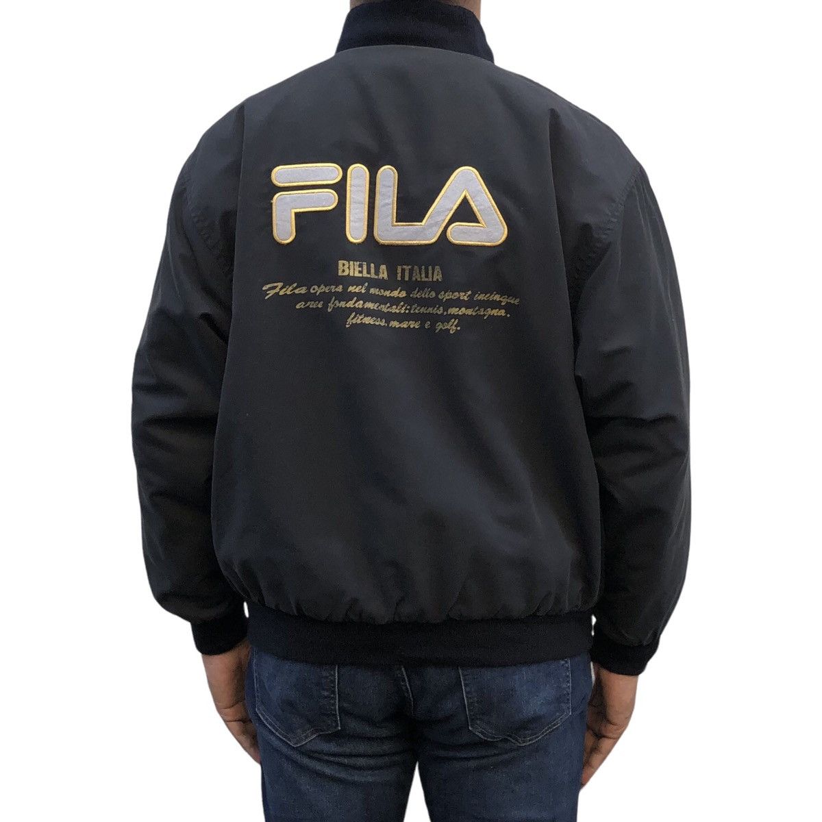 Fila Vintage Fila Biella Italia 🇮🇹 Big Logo Bomber Jacket Size US L / EU 52-54 / 3 - 5 Thumbnail