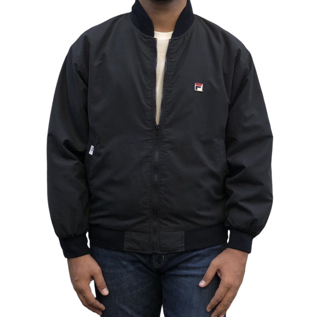 Fila Vintage Fila Biella Italia 🇮🇹 Big Logo Bomber Jacket Size US L / EU 52-54 / 3 - 4 Thumbnail