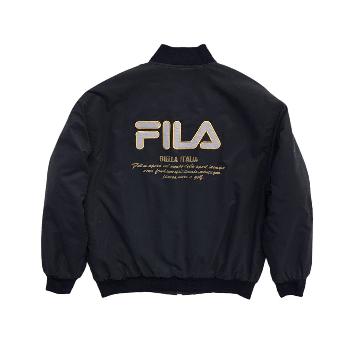 Fila Vintage Fila Biella Italia 🇮🇹 Big Logo Bomber Jacket Size US L / EU 52-54 / 3 - 10 Thumbnail