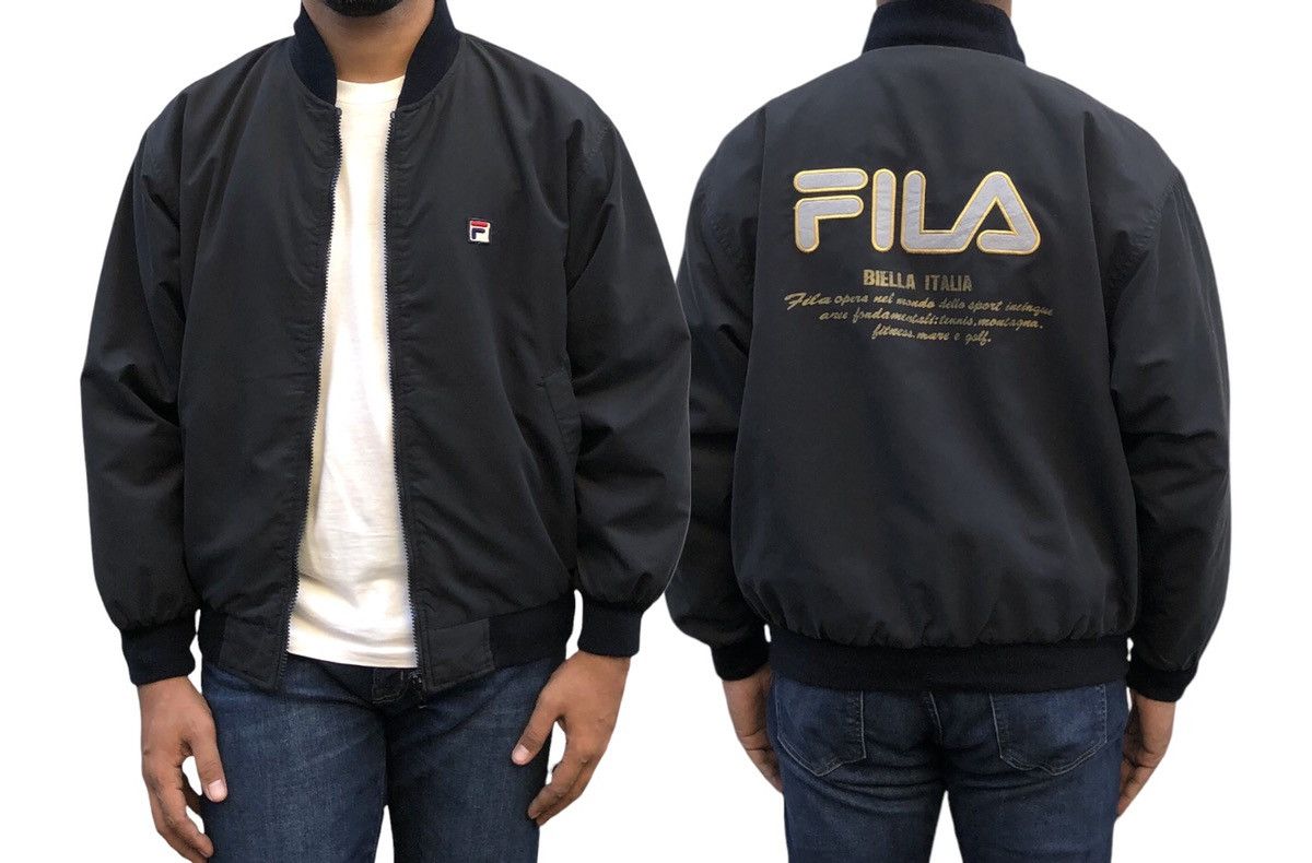 Fila Vintage Fila Biella Italia 🇮🇹 Big Logo Bomber Jacket Size US L / EU 52-54 / 3 - 1 Thumbnail
