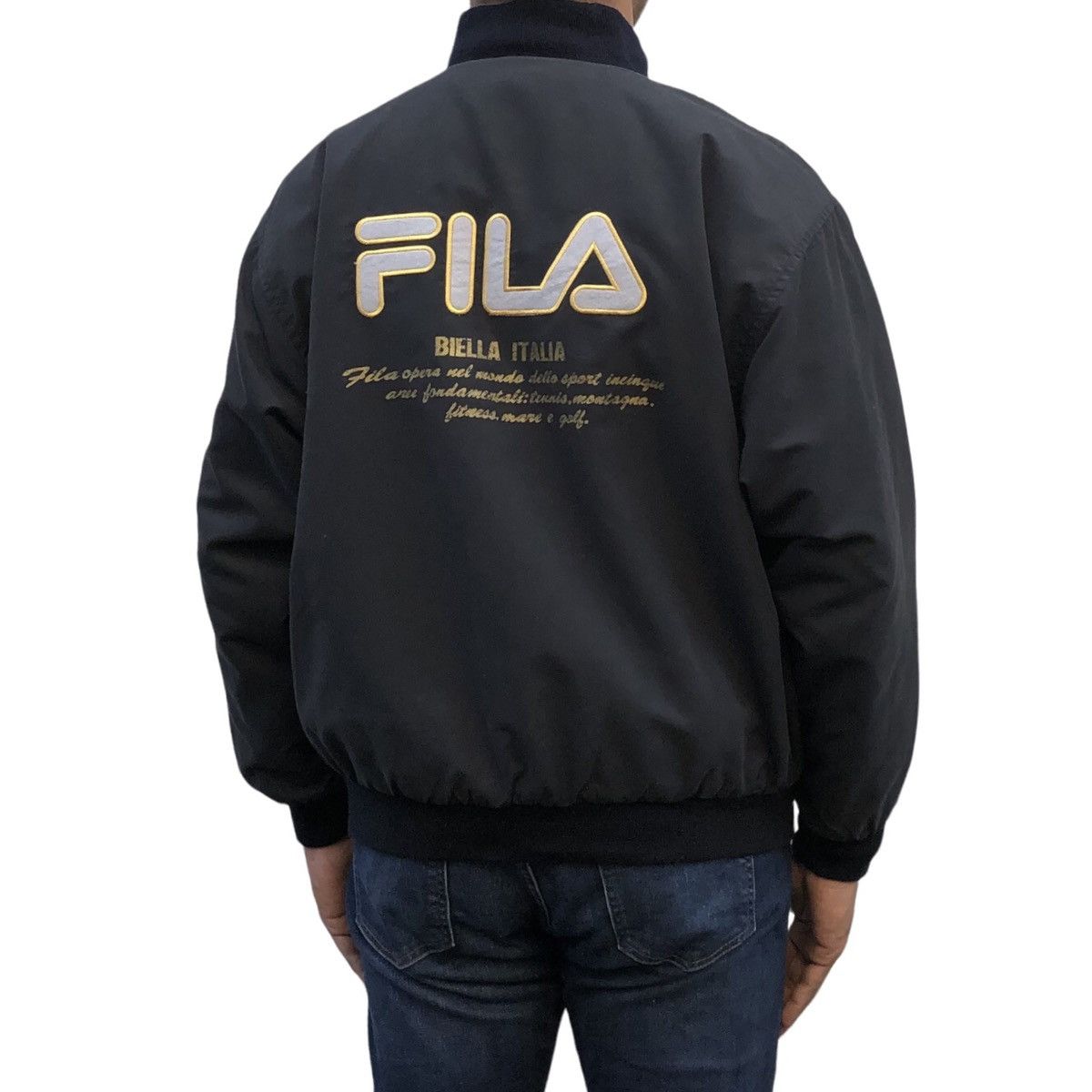 Fila Vintage Fila Biella Italia 🇮🇹 Big Logo Bomber Jacket Size US L / EU 52-54 / 3 - 6 Thumbnail