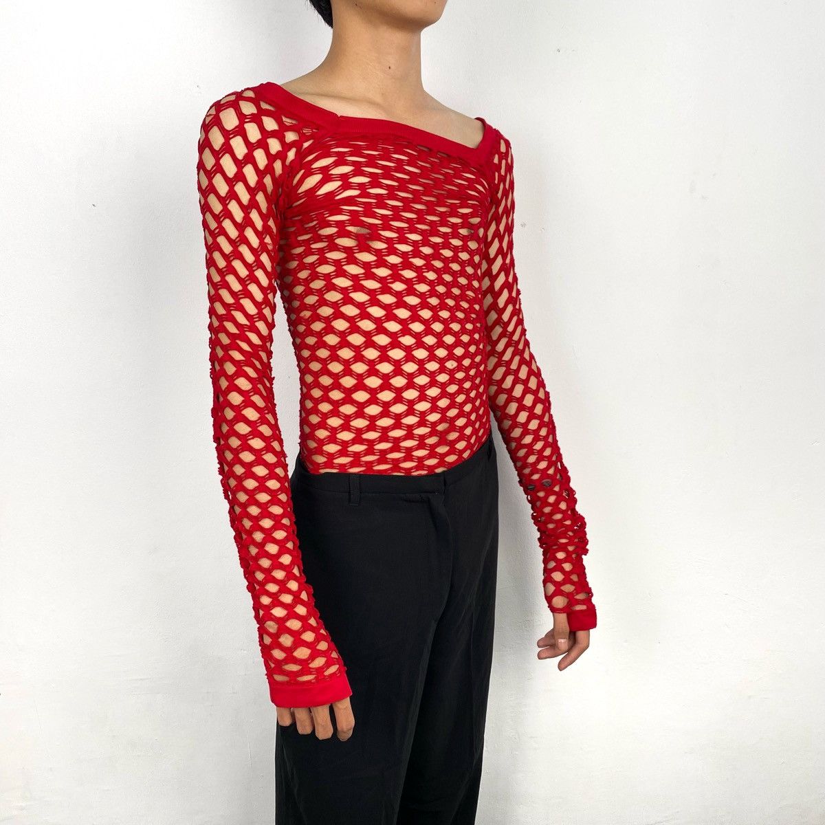 20471120 × Beauty Beast × Seditionaries Y2K red long sleeve fishnet shirt Size M / US 6-8 / IT 42-44 - 2 Thumbnail