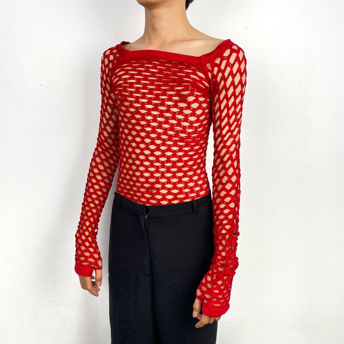 20471120 × Beauty Beast × Seditionaries Y2K red long sleeve fishnet shirt Size M / US 6-8 / IT 42-44 - 1 Thumbnail