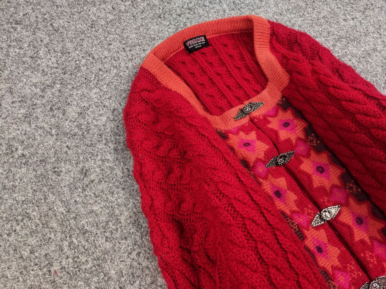 Dale Of Norway Vintage 90's Vrikke Norway Wool pattern Red Sweater Cardigan Size M / US 6-8 / IT 42-44 - 7 Thumbnail