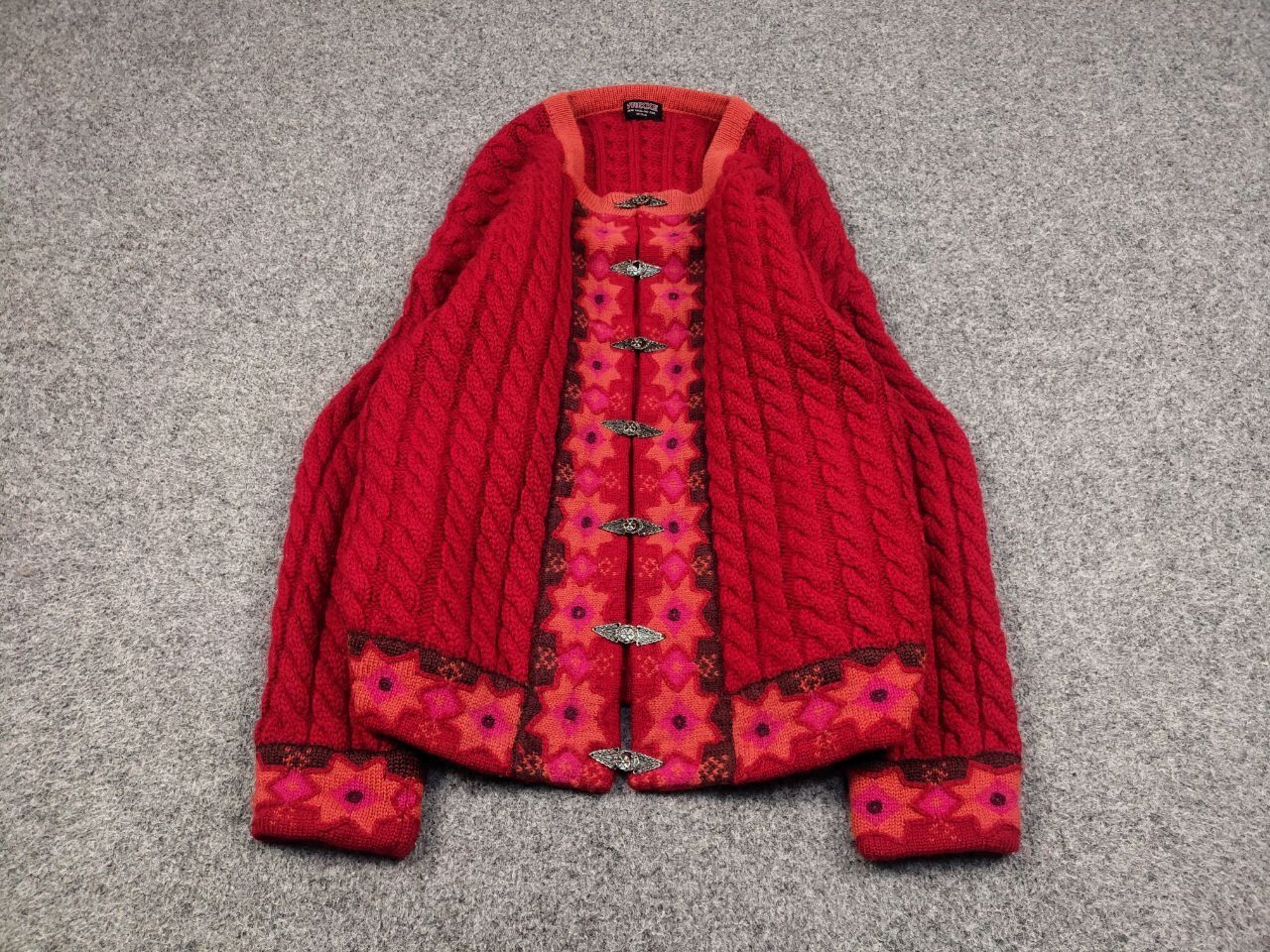 Dale Of Norway Vintage 90's Vrikke Norway Wool pattern Red Sweater Cardigan Size M / US 6-8 / IT 42-44 - 2 Thumbnail